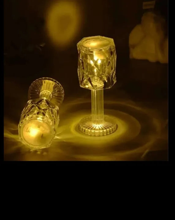 LED Crystal Small Table Lamp Mini Diamond Bedside Light Home Decor