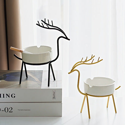 Aashtray Deer 🦌 Gold ceremic Ashtray ,Home Decorate