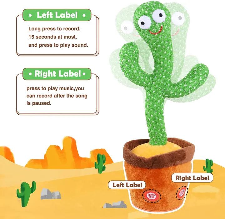 Dancing Cactus Talking Toy, Cactus Plush Toy, Wriggle & Singing Recording Repeat What You Say Funny Education Toys for Babies Children Playing(Cactus Toy)