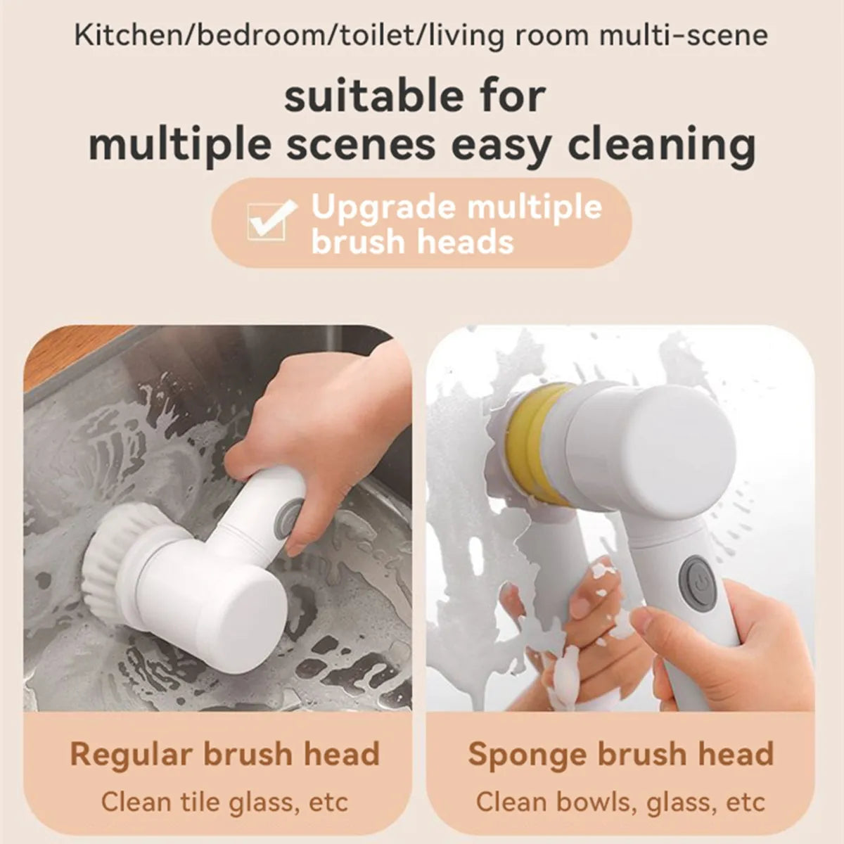 Multifunctional Electric cleaning Brush 5in1 Handheld Electric Cleaning dishwashing Brush For Bathroom Tile And Tub Kitchen Washing Tool