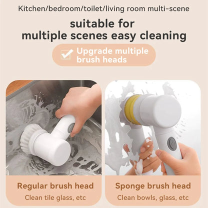 Multifunctional Electric cleaning Brush 5in1 Handheld Electric Cleaning dishwashing Brush For Bathroom Tile And Tub Kitchen Washing Tool