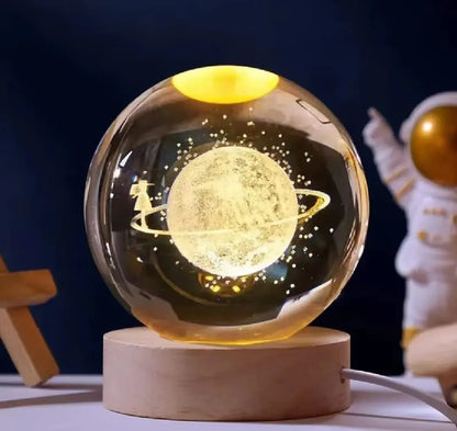 USB LED Night Light Galaxy Saturn Moon Creative Crystal Ball Mood Light Bedroom Home Decor