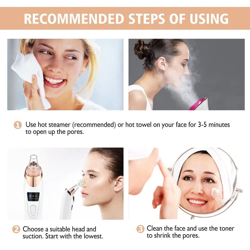 5-in-1 Blackhead remover, blackhead remover machine, derma suction, pimple acne remover