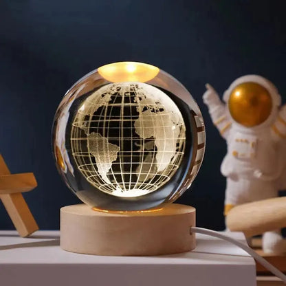 USB LED Night Light Galaxy Saturn Moon Creative Crystal Ball Mood Light Bedroom Home Decor