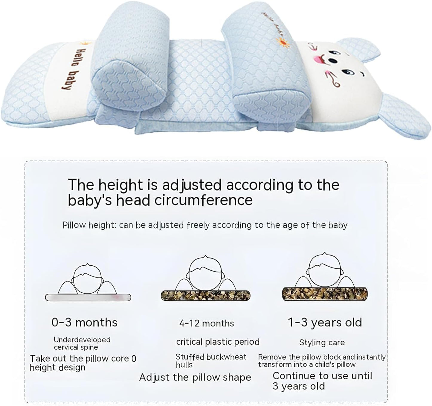 Infant Pillow Head Protection Adjustable Baby Sleeping Pillow Neck Pillow For Newborn Kids
