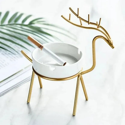 Aashtray Deer 🦌 Gold ceremic Ashtray ,Home Decorate