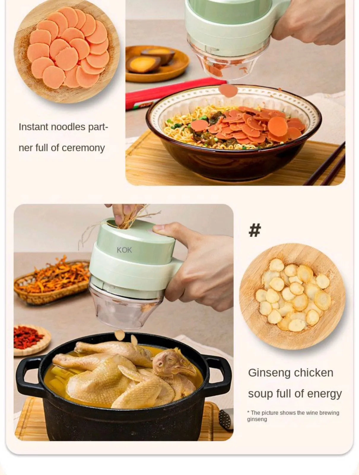 4 in 1 Handheld Electric Vegetable Cutter Set, Gatling Portable Vegetable Cutter, Rechargeable.