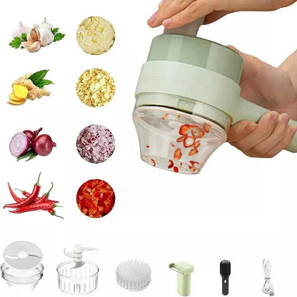 4 in 1 Handheld Electric Vegetable Cutter Set, Gatling Portable Vegetable Cutter, Rechargeable.