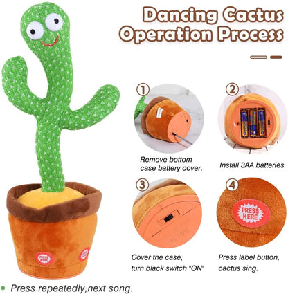 Dancing Cactus Talking Toy, Cactus Plush Toy, Wriggle & Singing Recording Repeat What You Say Funny Education Toys for Babies Children Playing(Cactus Toy)
